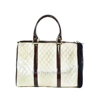 - Parrot toy selectionJL Duffel Tote Carrier- Ivory Quilted Luxe with Brown Shiny Trim