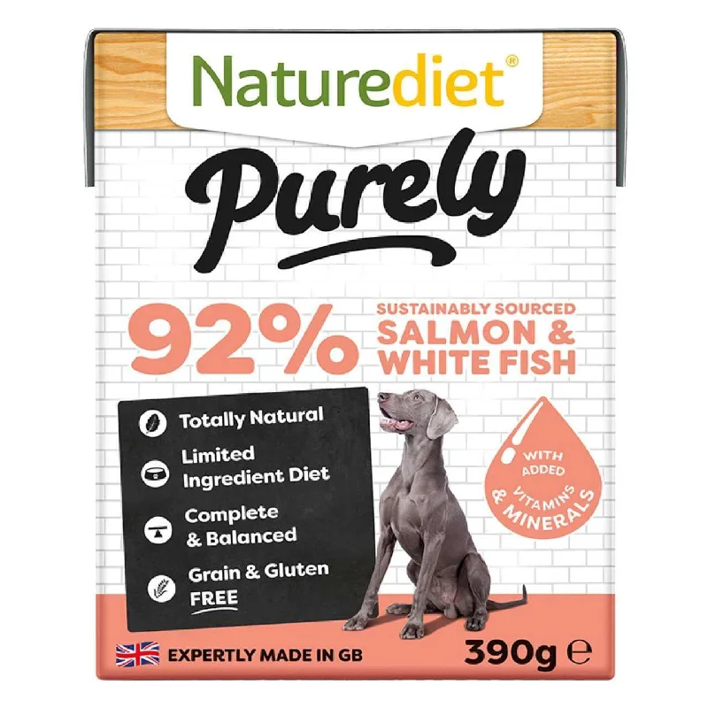 - Food for large dogsNaturediet Purely 92% Salmon & White Fish Complete Wet Dog Food 18 x 390g