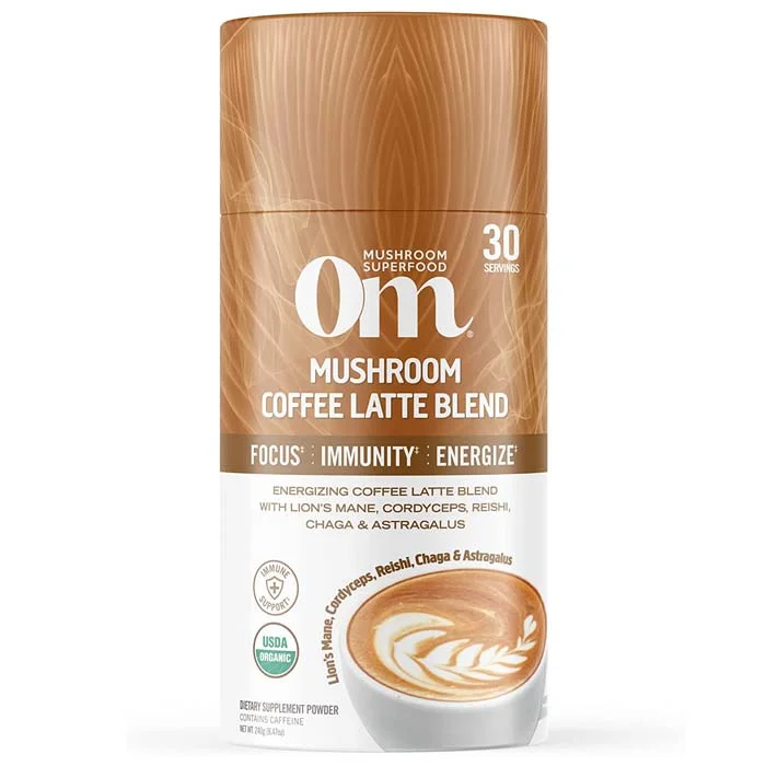 ---Om Mushroom Superfood - Mushroom Coffee Latte Blend, Canister (30 Servings)