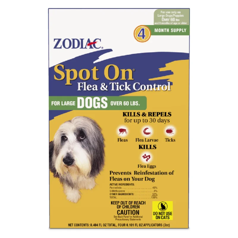 - Pet tear stain cleaning wipesZodiac Spot On Flea & Tick Control, 4 Month Supply