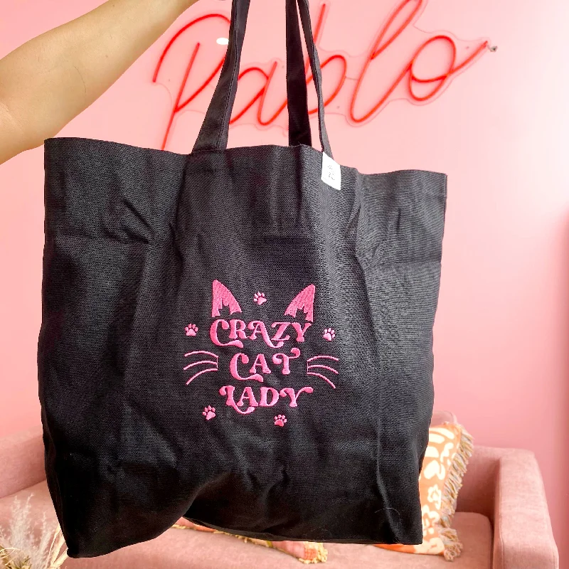 - ​​Christmas pet Christmas clothingCrazy Cat Lady: Embroidered Tote Bag