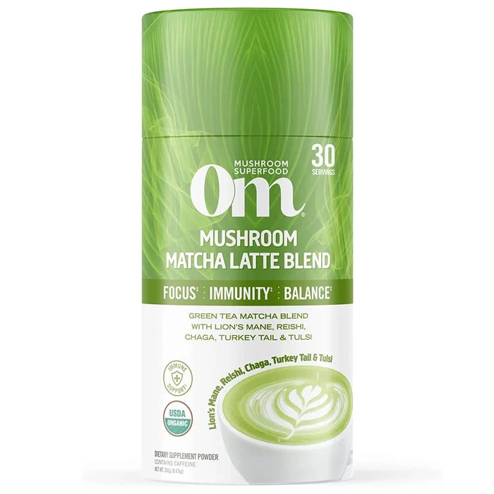 ---Om Mushroom Superfood - Mushroom Matcha Latte Blend, Canister (30 Servings)