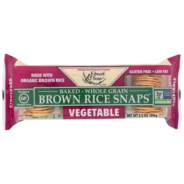 - Foldable and portable cat bagEdward & Sons Brown Rice Snaps Gluten Free Vegetable 3.5 Oz
 | Pack of 12