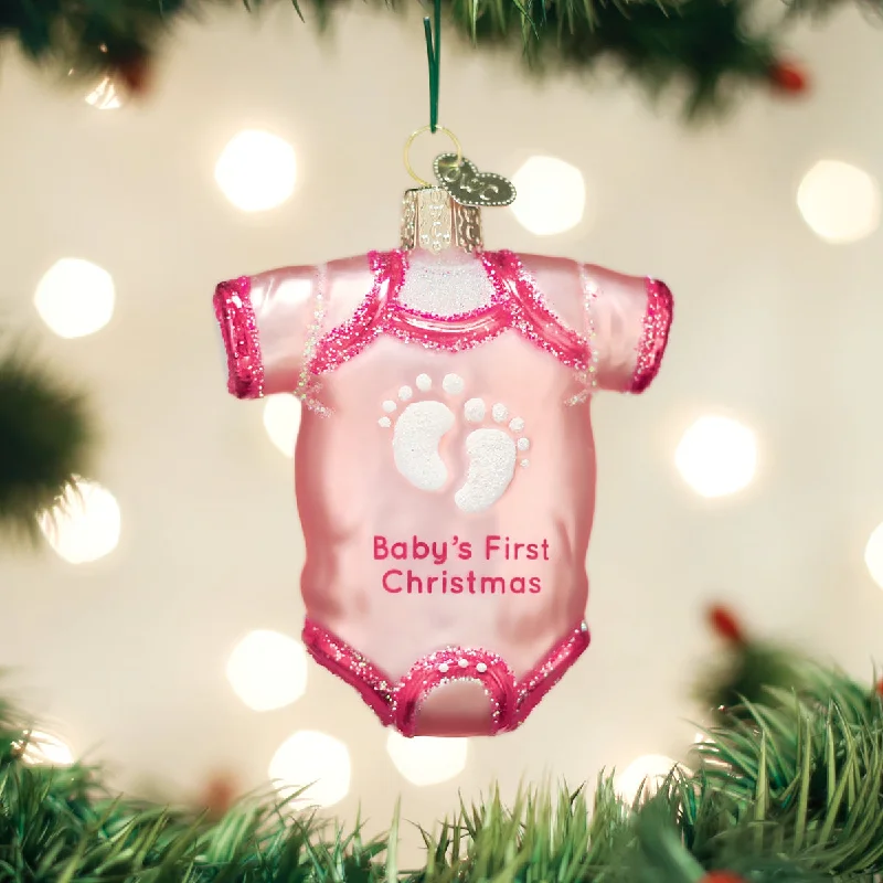 - ​​Christmas pet Christmas clothingPink Baby Onesie Ornament