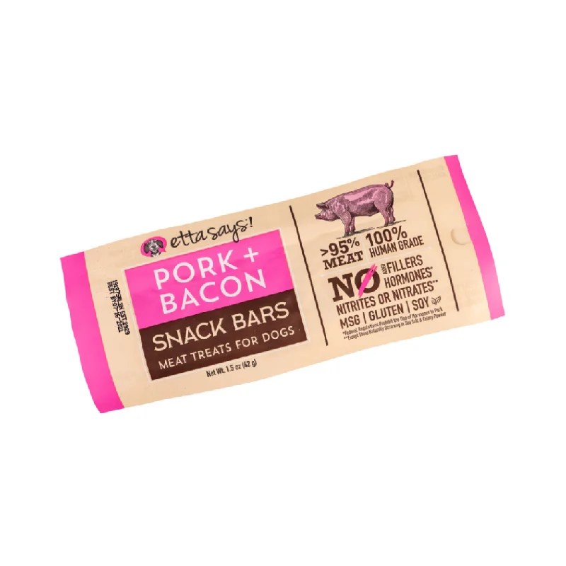 - Pet tear stain cleaning wipesEtta Says! Human-Grade Pork & Bacon Protein Bar Dog Treat