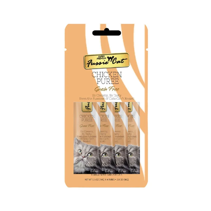  . **Price and Purchasing**  Fussie Cat Chicken Purée Tubes (4pk)