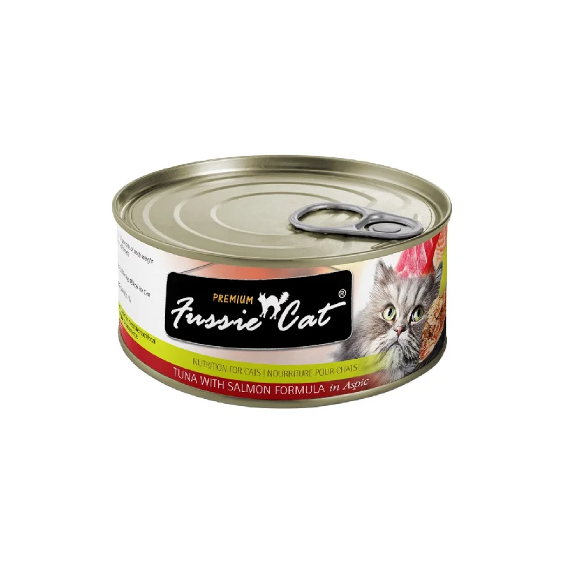  . **Price and Purchasing**  Fussie Cat Premium Tuna & Salmon Canned Food