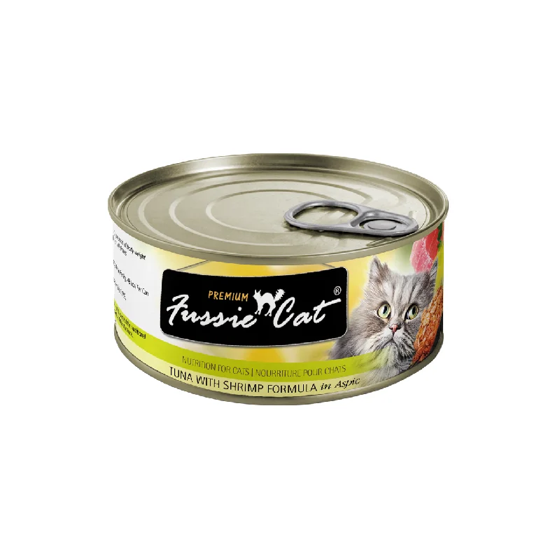    - How is Bricky cat food?  Fussie Cat Premium Tuna & Shrimp Canned Food 2.8oz