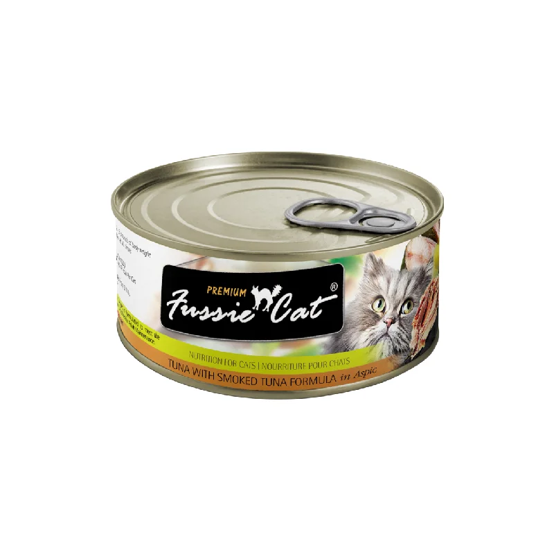    - Grain-free cat food recommendations  Fussie Cat Premium Tuna & Smoked Tuna Can 2.8oz