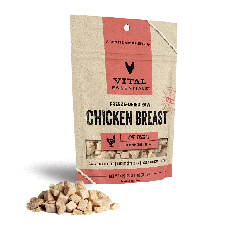    - Senior cat food  Vital Essential Freeze-Dried Raw Chicken Breast 1oz